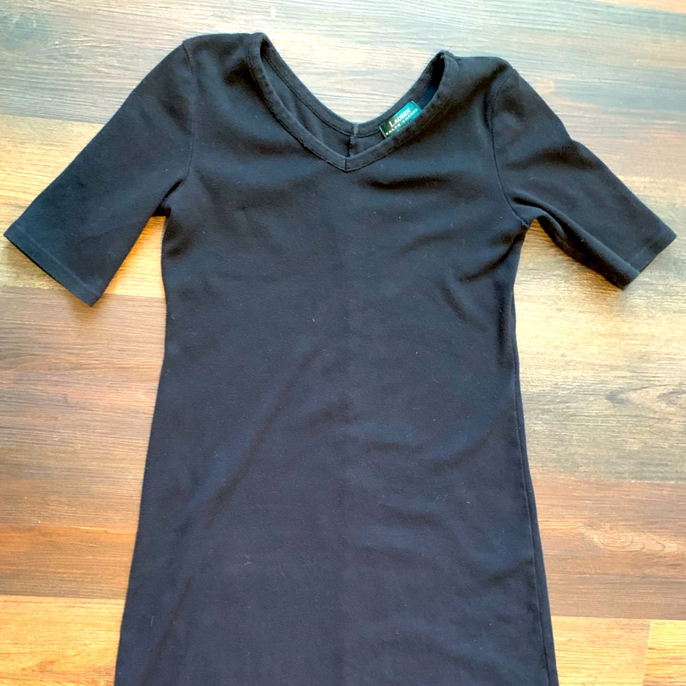 Lauren By Ralph Lauren Cotton V-Neck Midi Dress